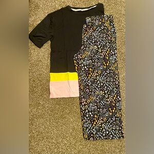 Cuddl Duds Women’s Small Summer Pajama Set Black Floral and Striped